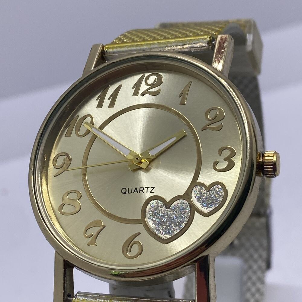 Womens Heart Gold Watch Works New Battery